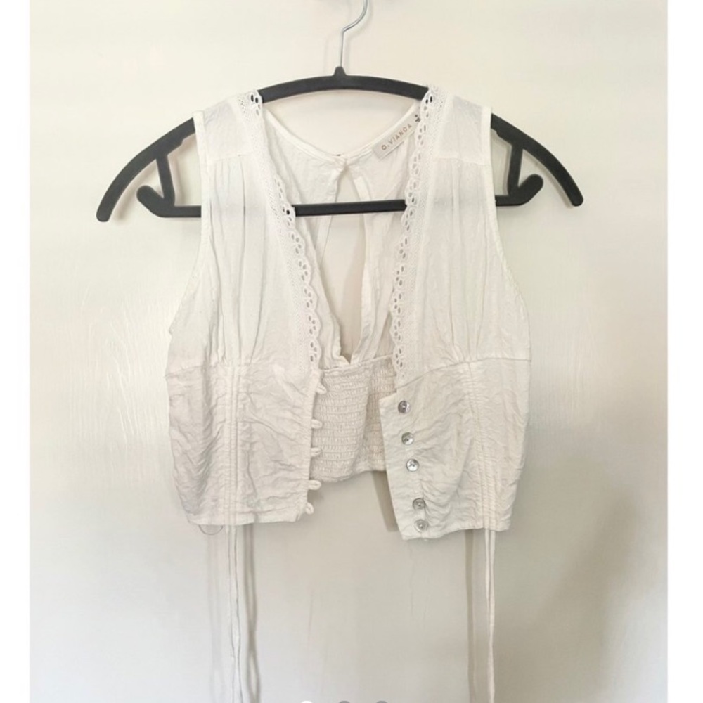 Front Button Crop Halter Top